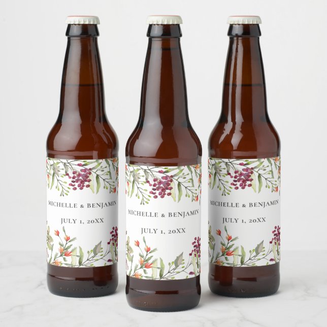 Wildflower Meadow Wedding Beer Bottle Label (Bottles)