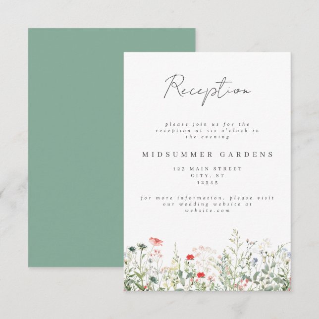 Wildflower Meadow Wedding Details Enclosure Card (Front/Back)