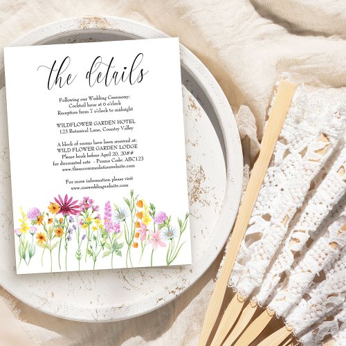 Wildflower Meadow Wedding Details Enclosure Card