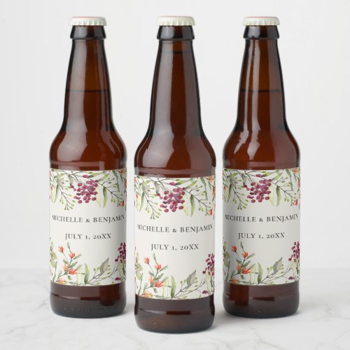 Wildflower Meadow Wedding Ecru Beer Bottle Label