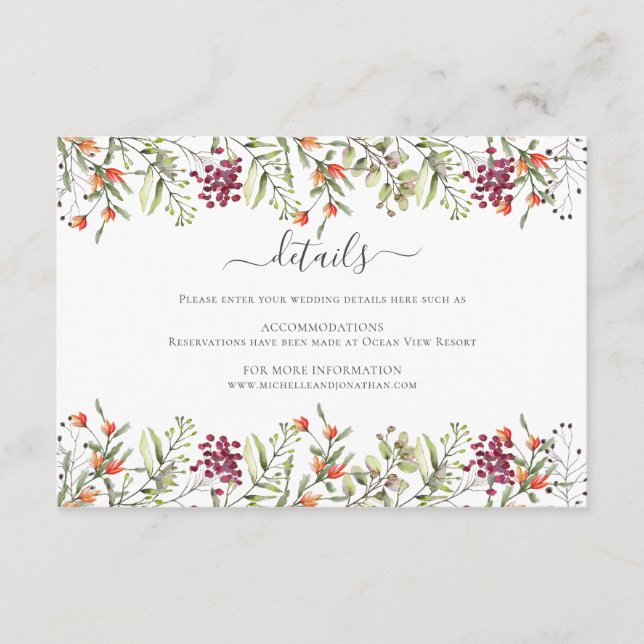 Wildflower Meadow Wedding Enclosure Card (Front)