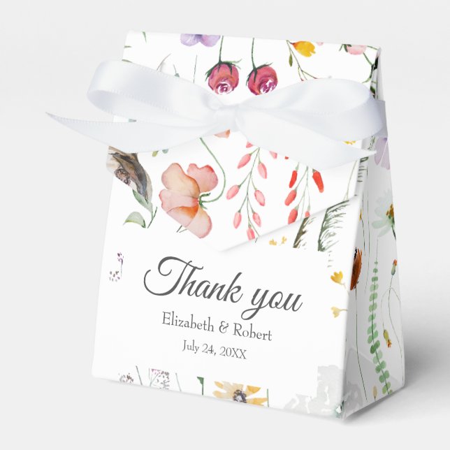 Wildflower Meadow Wedding Favor Bag Favor Boxes (Front Side)
