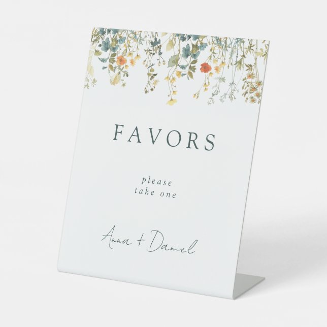 Wildflower Meadow Wedding Favors Pedestal Sign (Front)