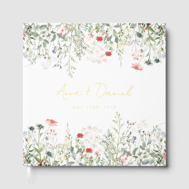 Wildflower Meadow Wedding Foil Guest Book (Front)