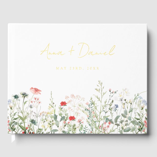 Wildflower Meadow Wedding Foil Guest Book (Front)