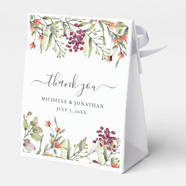 Wildflower Meadow Wedding Gift Favor Bag Boxes (Back Side)