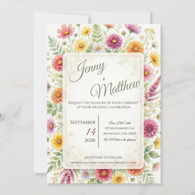 Wildflower Meadow Wedding Invitation (Front)