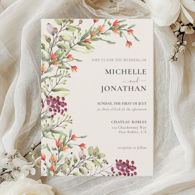 Wildflower Meadow Wedding Invitation - Ecru (Creator Uploaded)
