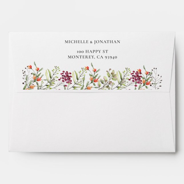 Wildflower Meadow Wedding Invitation Envelope (Back (Top Flap))