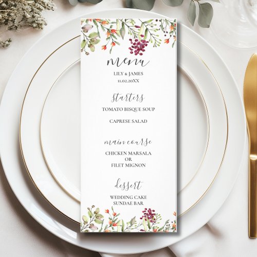 Wildflower Meadow Wedding Menu