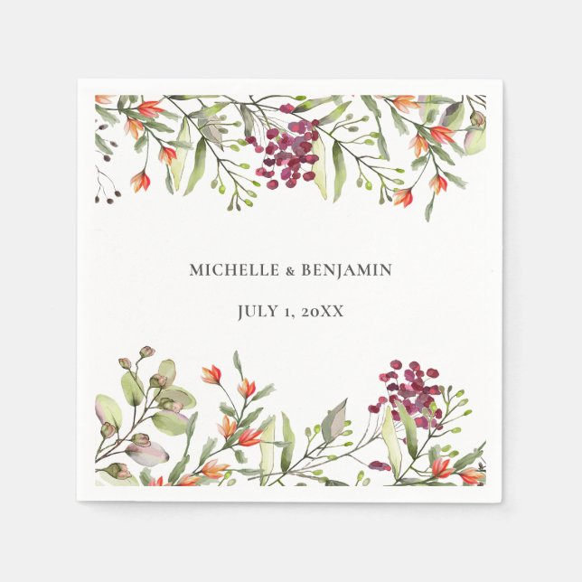 Wildflower Meadow Wedding  Napkins (Front)