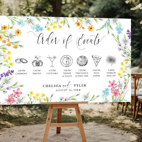 Wildflower Meadow Wedding Order of Events Foam Board