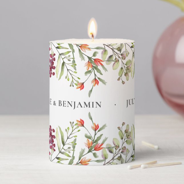 Wildflower Meadow Wedding  Pillar Candle (In Situ)