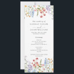 Wildflower Meadow Wedding Program<br><div class="desc">Celebrate your love story with this romantic wildflower wedding program, inspired by the natural beauty of a blooming meadow in spring and summer. Featuring delicate watercolor florals cascading from the top and bottom, this design captures the effortless charm of hand-painted wildflowers in soft pastel hues. Perfect for couples planning a...</div>