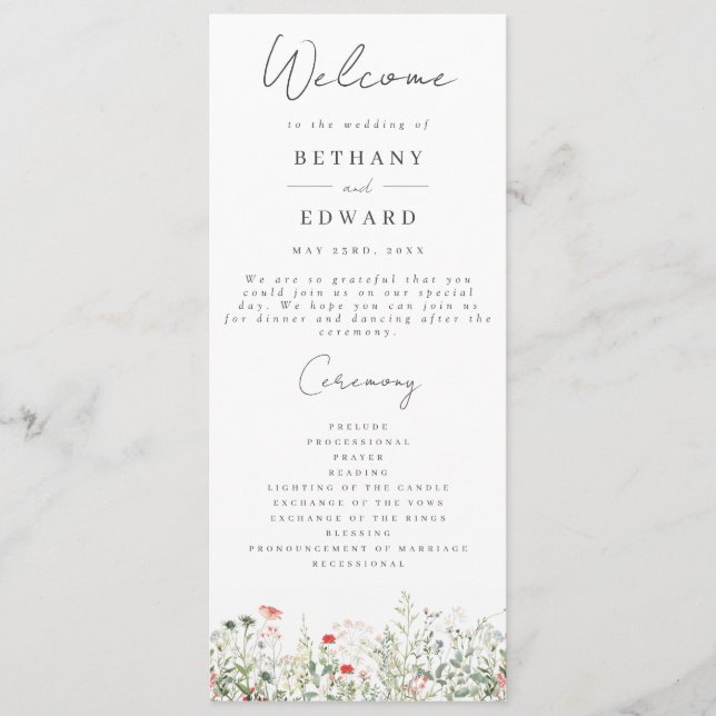 Wildflower Meadow Wedding Program (Front)