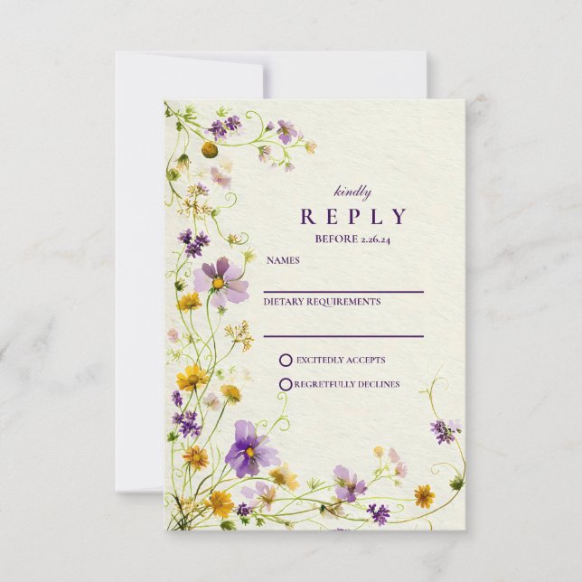 Wildflower Meadow Wedding RSVP Card (Front)