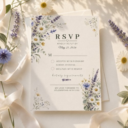 Wildflower Meadow Wedding RSVP Card
