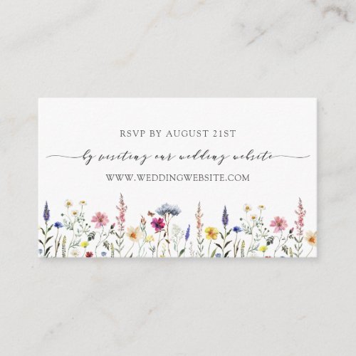 Wildflower Meadow Wedding RSVP Online Enclosure Card