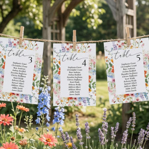 Wildflower Meadow Wedding Seating Chart Sign Cards
