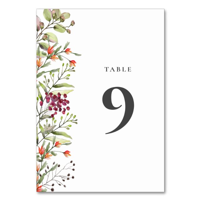Wildflower Meadow Wedding Table Number (Front)