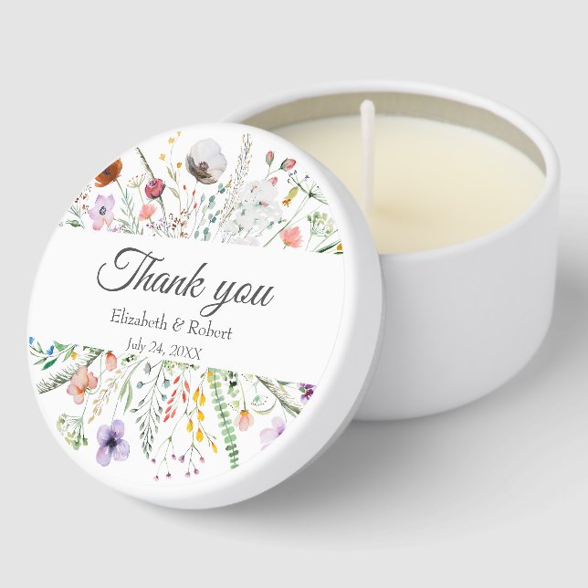 Wildflower Meadow Wedding Thank You Candle Mini Candle Favors (Corner)