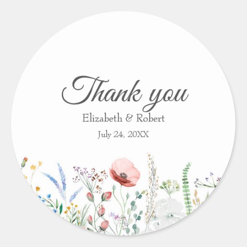 Wildflower Meadow Wedding Thank You Sticker