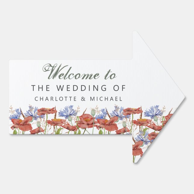 Wildflower meadow wedding welcome arrow sign (Back)