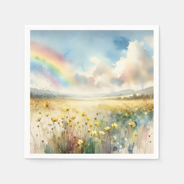 Wildflower Meadow With a Rainbow Napkins (Front)