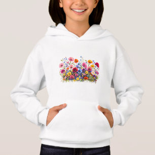 Wildflower Meadow with natural watercolor blooms Hoodie