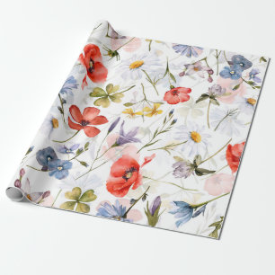 WIldflower Meadow With Poppies Wrapping Paper