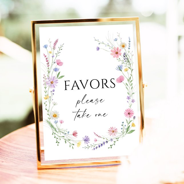 Wildflower Meadow Wreath Wedding Favors Sign (Creator Uploaded)