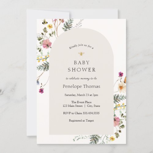 Wildflower Meadows Baby Shower Arch Invitation