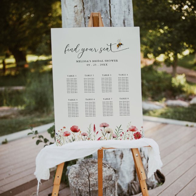 Wildflower Meant To Bee Bridal Seating Chart Sign (Creator Uploaded)
