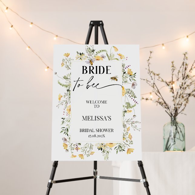 Wildflower Meant To Bee Bridal Shower Welcome Sign (In Situ (Stand))