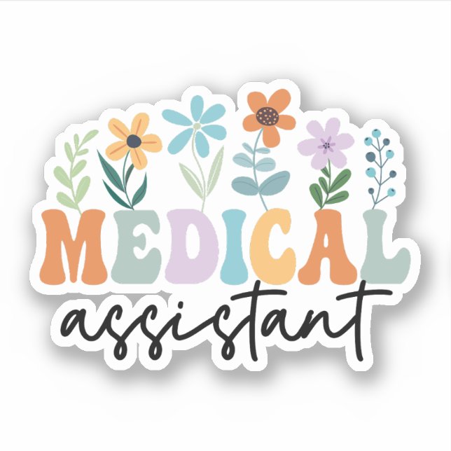 Wildflower Medical Assistant CMA, Med Assistant Sticker (Front)