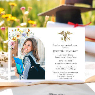 Wildflower Medical Nursing School Grad Party Photo Invitation