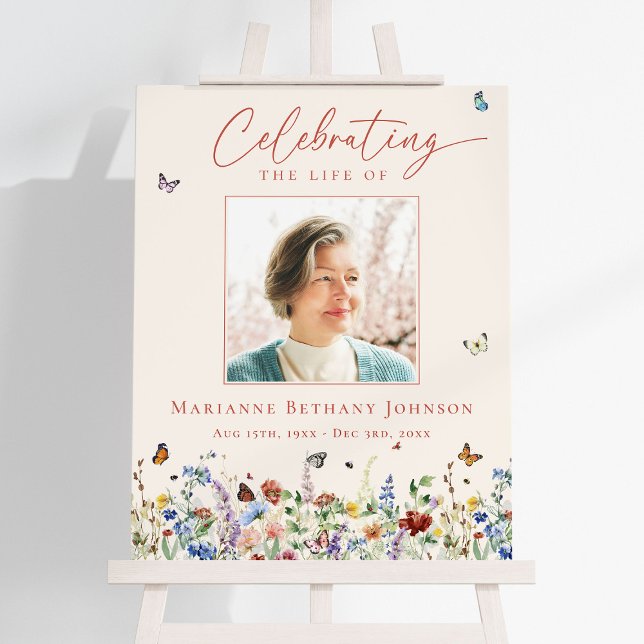 Wildflower Memorial Celebration of Life Welcome Foam Board (Creator Uploaded)