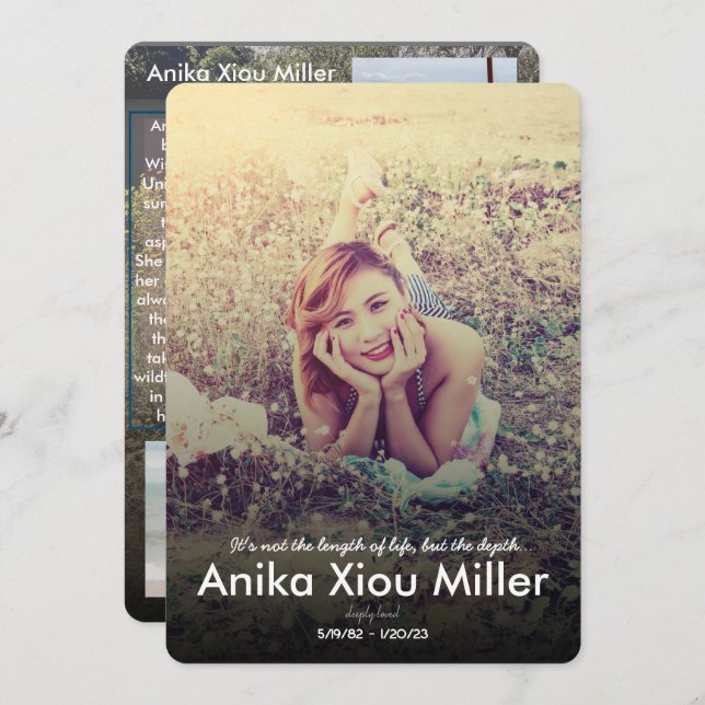 Wildflower Memorial Flat Card (Front/Back)