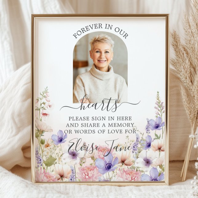 Wildflower Memorial Funeral Memory Table Photo Poster (Creator Uploaded)