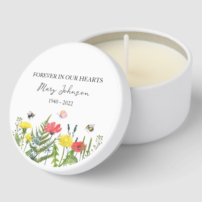 Wildflower Memorial Funeral Mini Candle Favors (Corner)