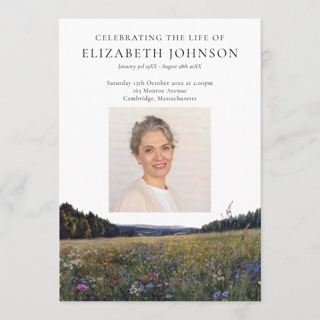Wildflower Memorial Funeral Order Of Service Program (Front)