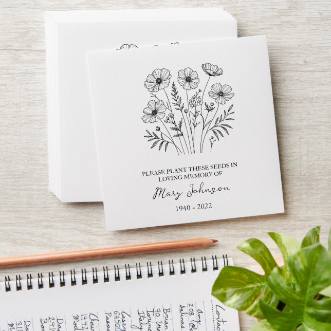 Wildflower Memorial Funeral Seed Envelope (Stacked)