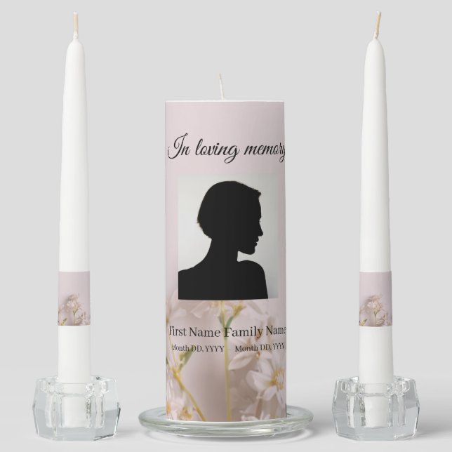 Wildflower memorial funeral unity candle set (Front)