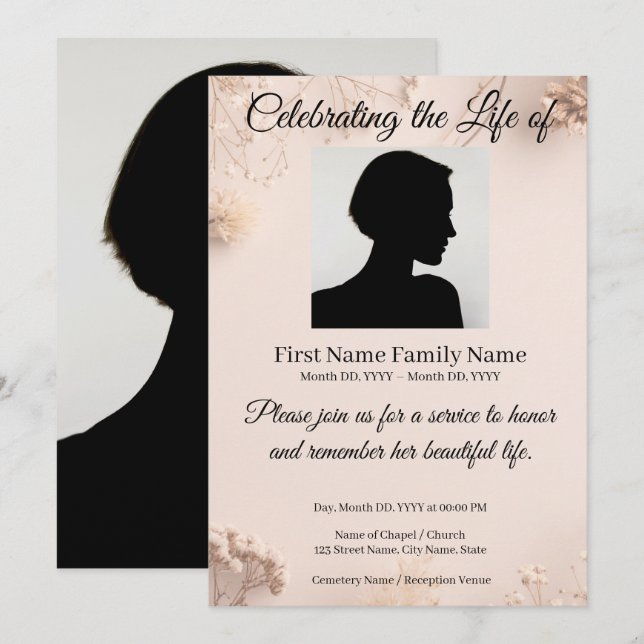 Wildflower memorial invitation (Front/Back)