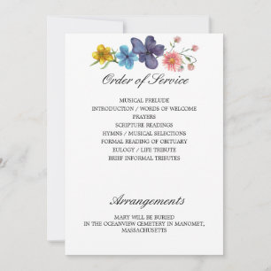 Wildflower Memorial Program Sides 3 and 4
