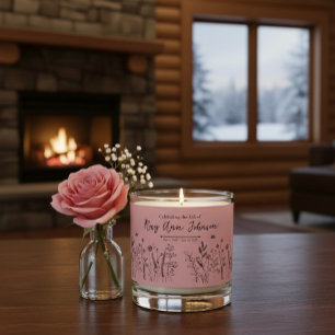 Wildflower Memorial Scented Candle on Dusty Rose