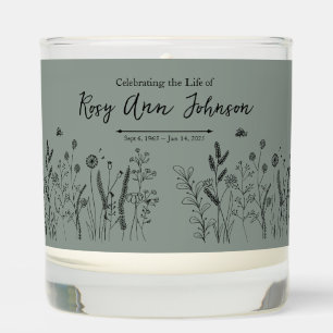 Wildflower Memorial Scented Candle on Sage Green