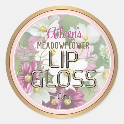 Wildflower Metallic Gold Lip Balm Label Rose Gold 