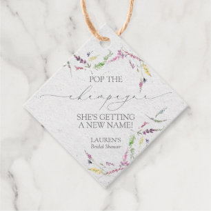 Wildflower Mini Champagne Bottle Favor Tags