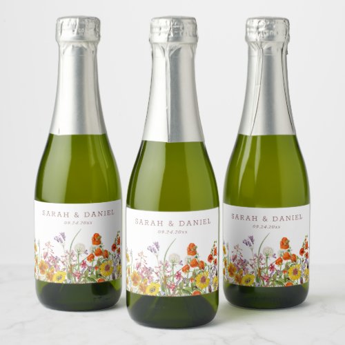 Wildflower Mini Sparkling Wine Bottle Labels